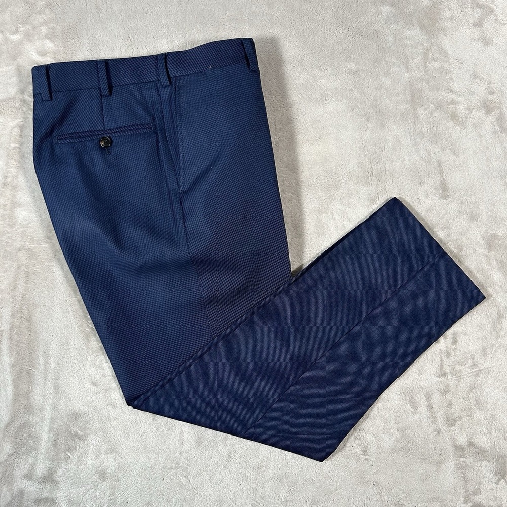 SuitSupply Sienna Mens 30x28 Dark Blue 100% Wool Flat Front Dress Pants Italy